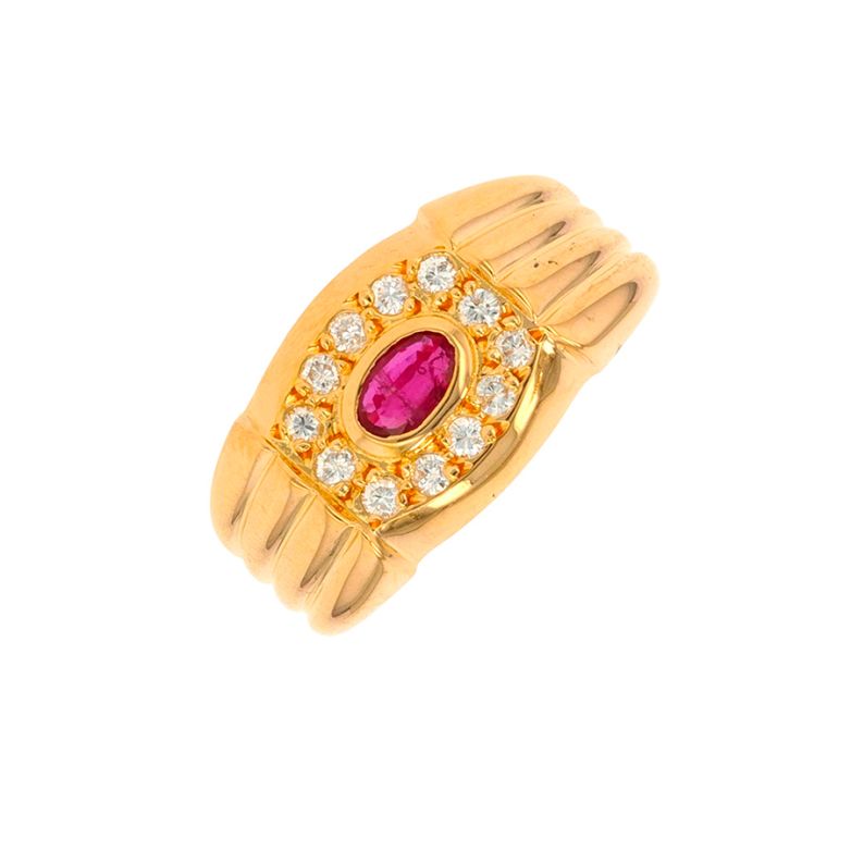 Bague vintage rubis 0.29 carat et diamants 0.18 carat or jaune 5.20g Comme neuf -  reconditionné disponible sur Gemme Les Bijoux